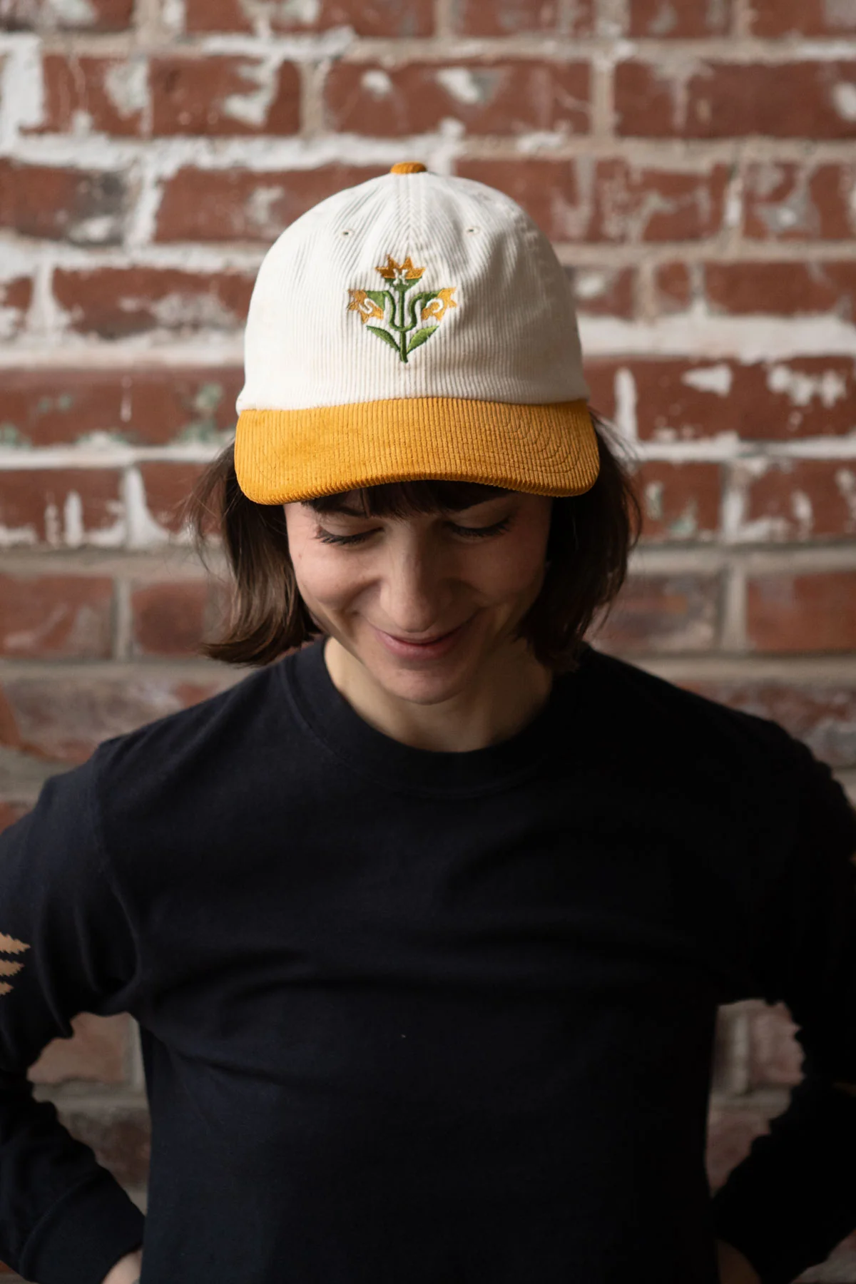 Quilt Flowers Two-Tone Corduroy Dad Hat - Image 3