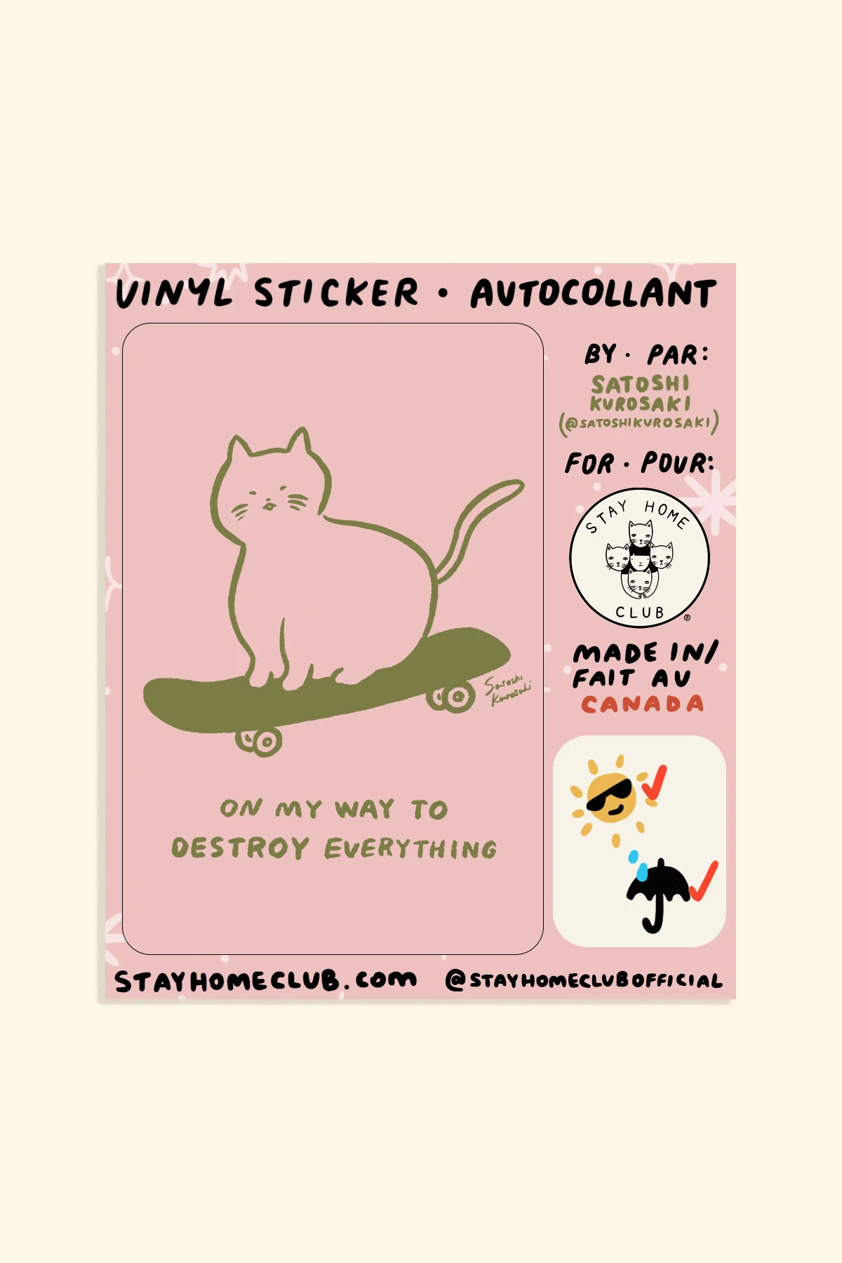 Sk8 Cat Vinyl Sticker - Image 2