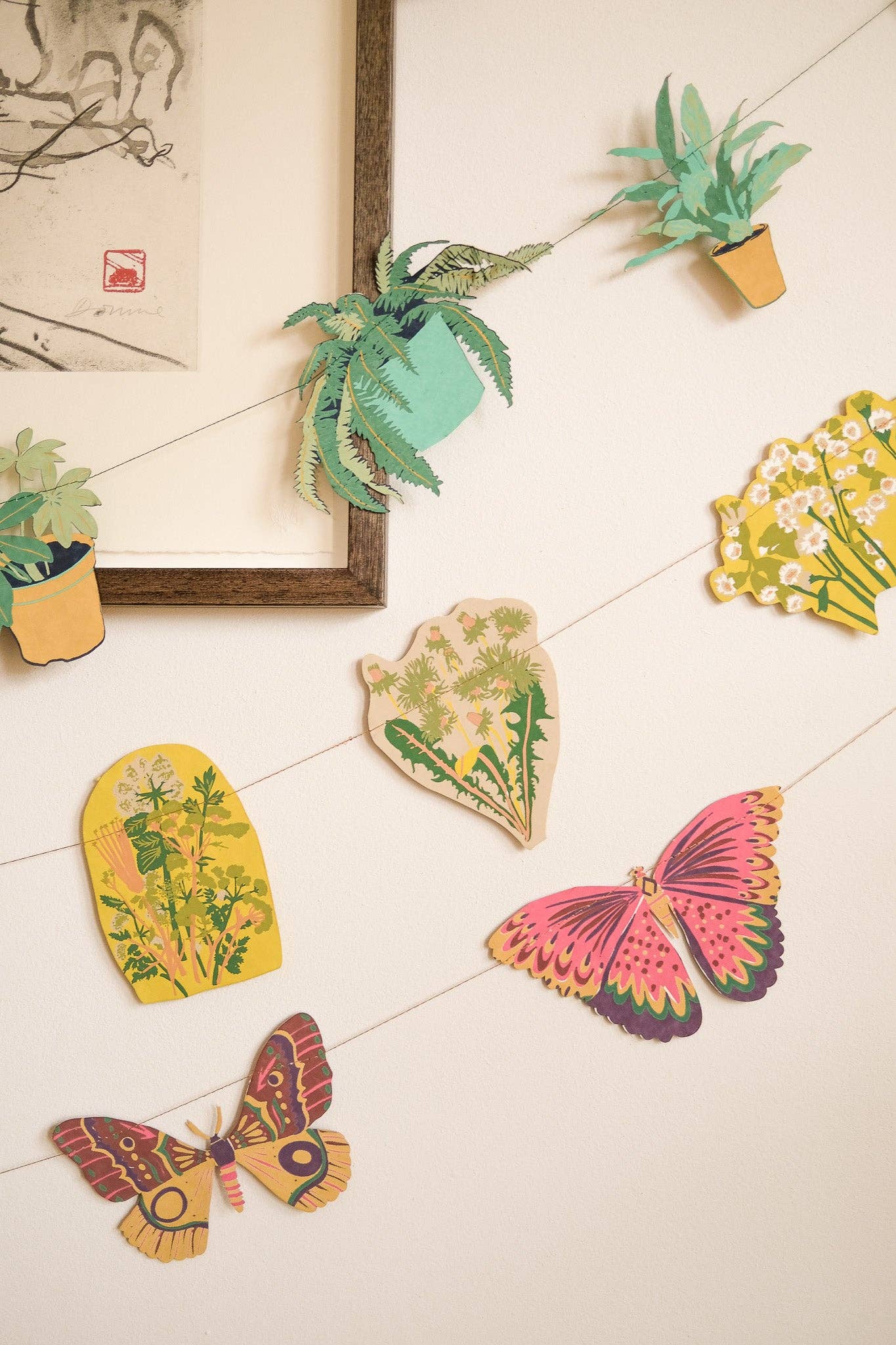 Colourful Butterflies Screen Printed and Sewn Garland - Image 3