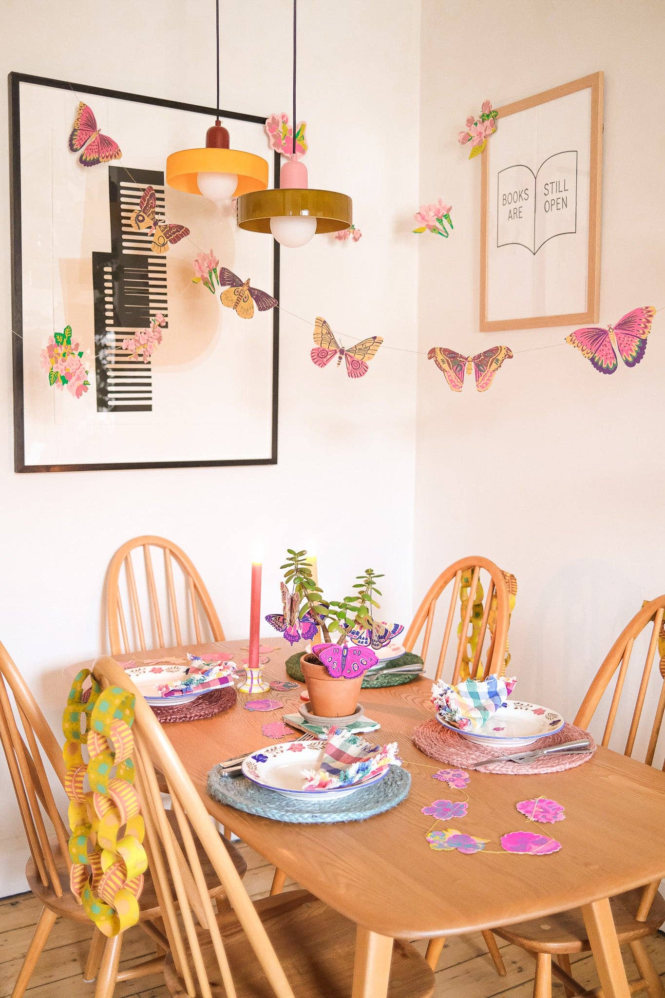 Colourful Butterflies Screen Printed and Sewn Garland - Image 7