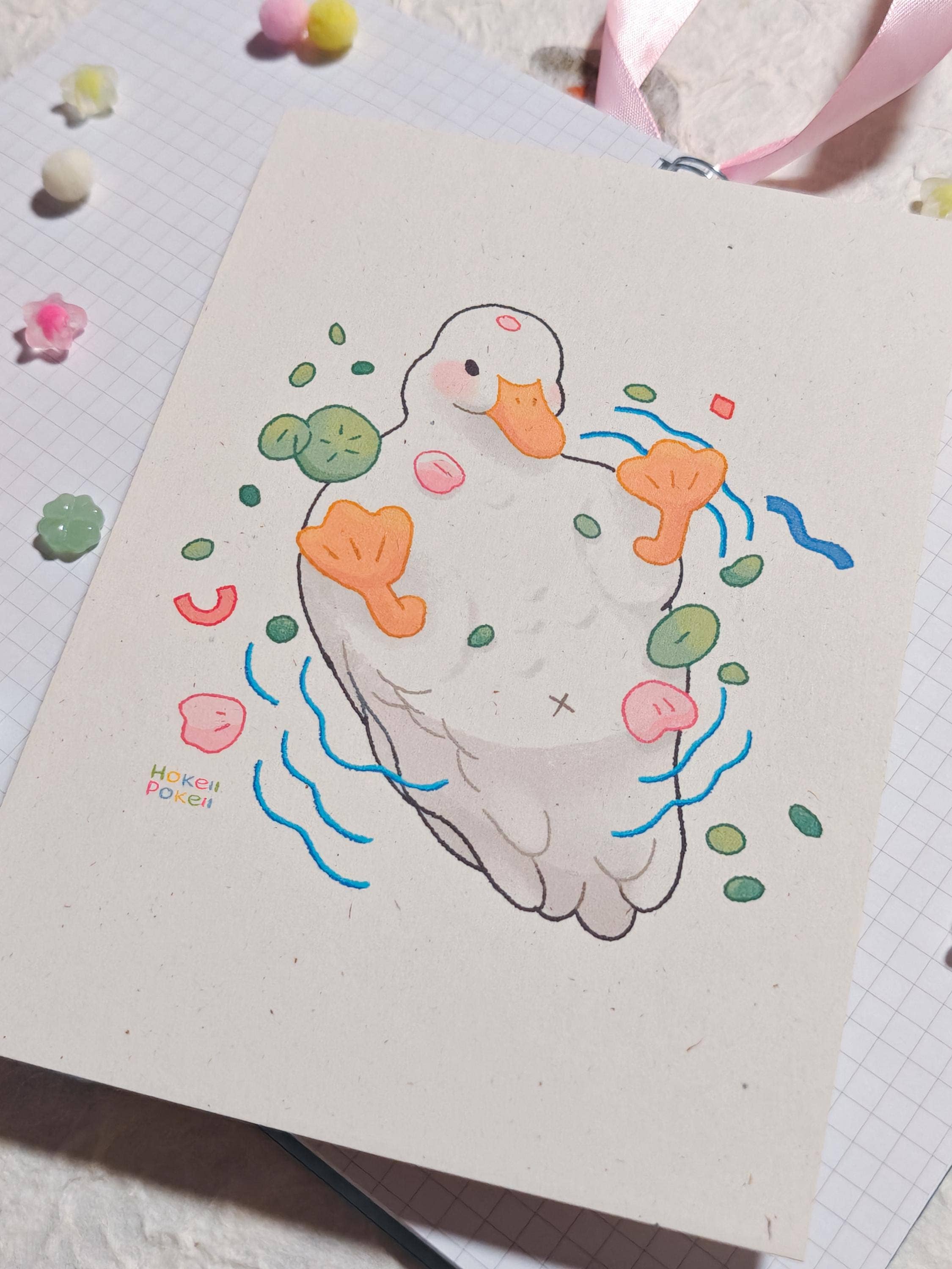 White Duckie Mini Art Print - Image 2